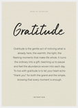 Gratitude Word of Intention Framed print 50x70 cm / 20x28″ White frame Linen paper