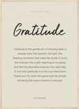 Gratitude Word of Intention Framed print 50x70 cm / 20x28″ Wood frame Linen paper