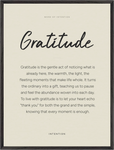 Gratitude Word of Intention Framed print 60x80 cm / 24x32″ Black frame Linen paper