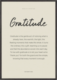 Gratitude Word of Intention Framed print 70x100 cm / 28x40″ Black frame Linen paper