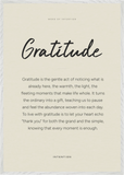 Gratitude Word of Intention Framed print 70x100 cm / 28x40″ White frame Linen paper