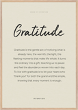 Gratitude Word of Intention Framed print 70x100 cm / 28x40″ Wood frame Linen paper