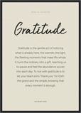 Gratitude Word of Intention Framed print A2 (42 x 59.4  cm) Black frame Linen paper