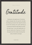 Gratitude Word of Intention Framed print A2 (42 x 59.4  cm) Black frame Linen paper