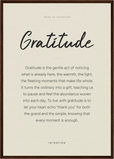 Gratitude Word of Intention Framed print A2 (42 x 59.4  cm) Dark wood frame Linen paper
