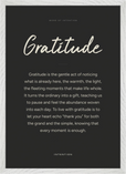 Gratitude Word of Intention Framed print A2 (42 x 59.4  cm) White frame Carbon paper