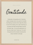Gratitude Word of Intention Framed print A2 (42 x 59.4  cm) Wood frame Linen paper
