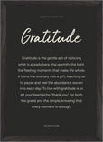 Gratitude Word of Intention Framed print A3 (29.7 x 42  cm) Black frame Carbon paper