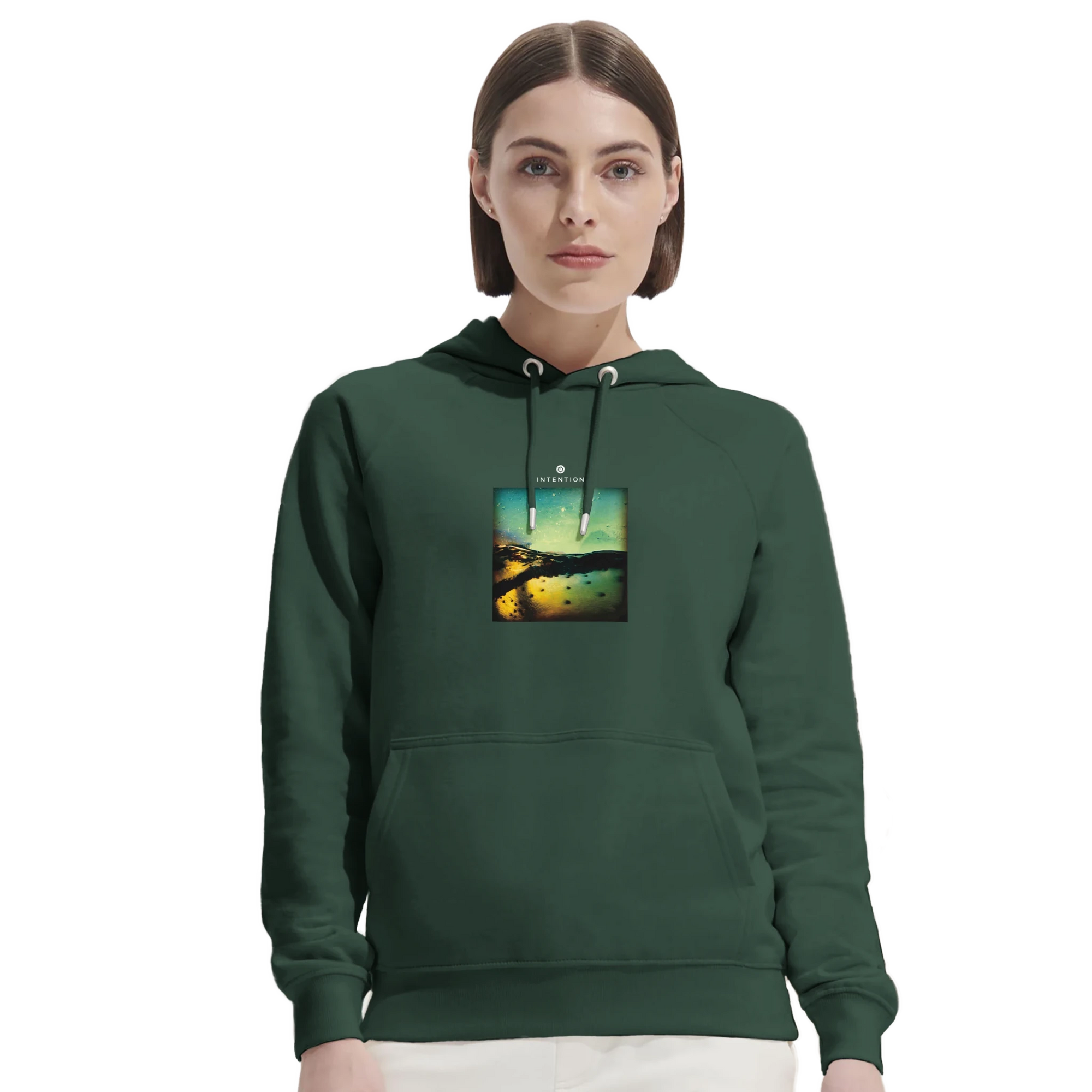 Harmonious  Hoodie  «Underwater Flight »Bottle Green 42