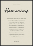 Harmonious Word of Intention Framed print 70x100 cm / 28x40″ Black frame Linen paper