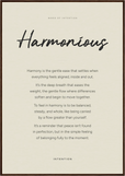 Harmonious Word of Intention Framed print 70x100 cm / 28x40″ Dark wood frame Linen paper