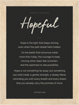 Hopeful Word of Intention Framed print 13x18 cm / 5x7″ Wood frame Carbon paper