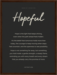 Hopeful Word of Intention Framed print 30x40 cm / 12x16″ Dark wood frame Carbon paper