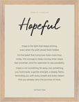 Hopeful Word of Intention Framed print 30x40 cm / 12x16″ Wood frame Linen paper