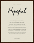Hopeful Word of Intention Framed print 40x50 cm / 16x20″ Dark wood frame Linen paper