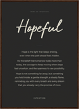 Hopeful Word of Intention Framed print 50x70 cm / 20x28″ Dark wood frame Carbon paper