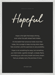 Hopeful Word of Intention Framed print 50x70 cm / 20x28″ White frame Carbon paper