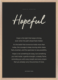 Hopeful Word of Intention Framed print 50x70 cm / 20x28″ Wood frame Carbon paper