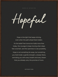 Hopeful Word of Intention Framed print 60x80 cm / 24x32″ Dark wood frame Carbon paper
