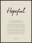 Hopeful Word of Intention Framed print 60x80 cm / 24x32″ Dark wood frame Linen paper