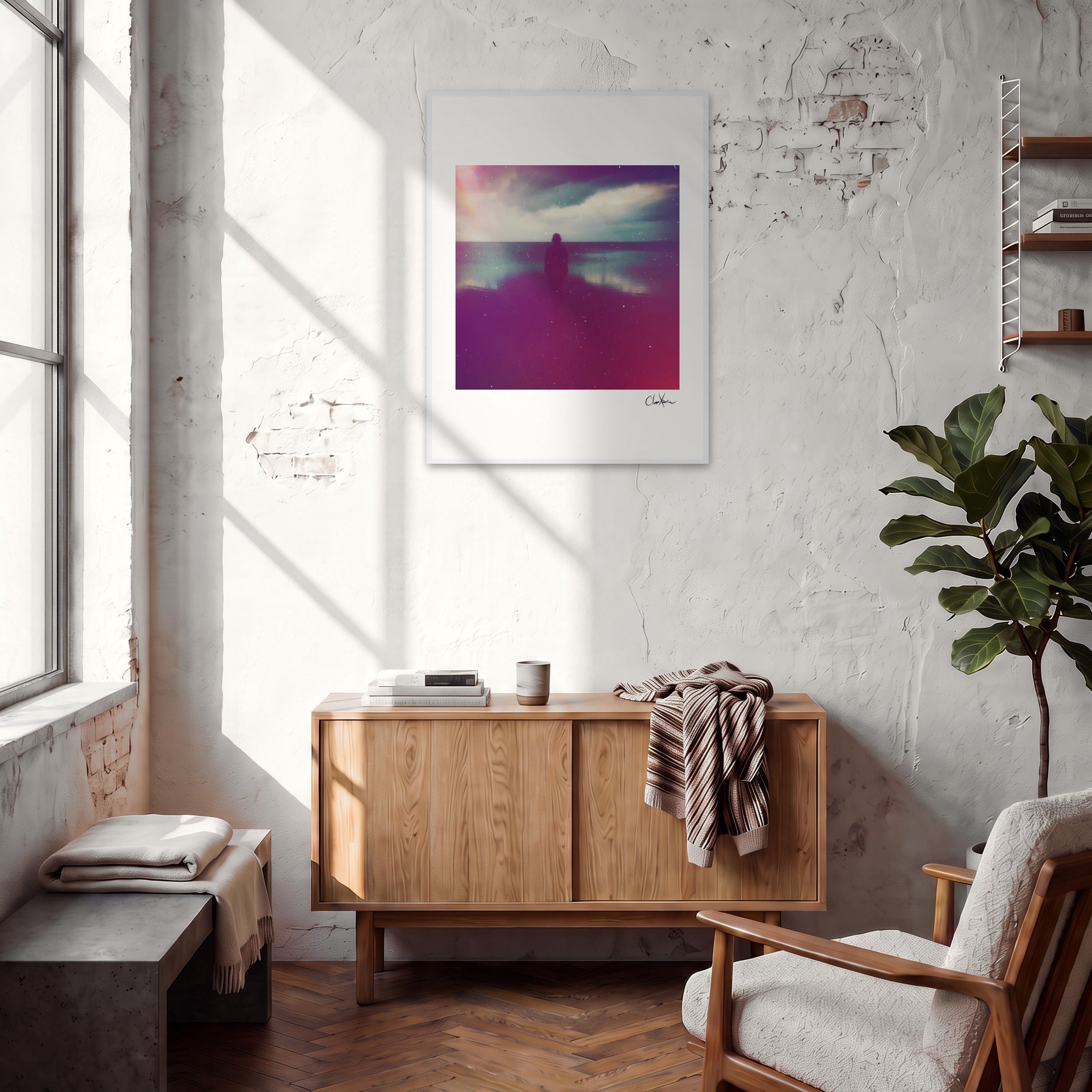 Indigo Sky Framed print 60x80 cm / 24x32″ White frame in interior