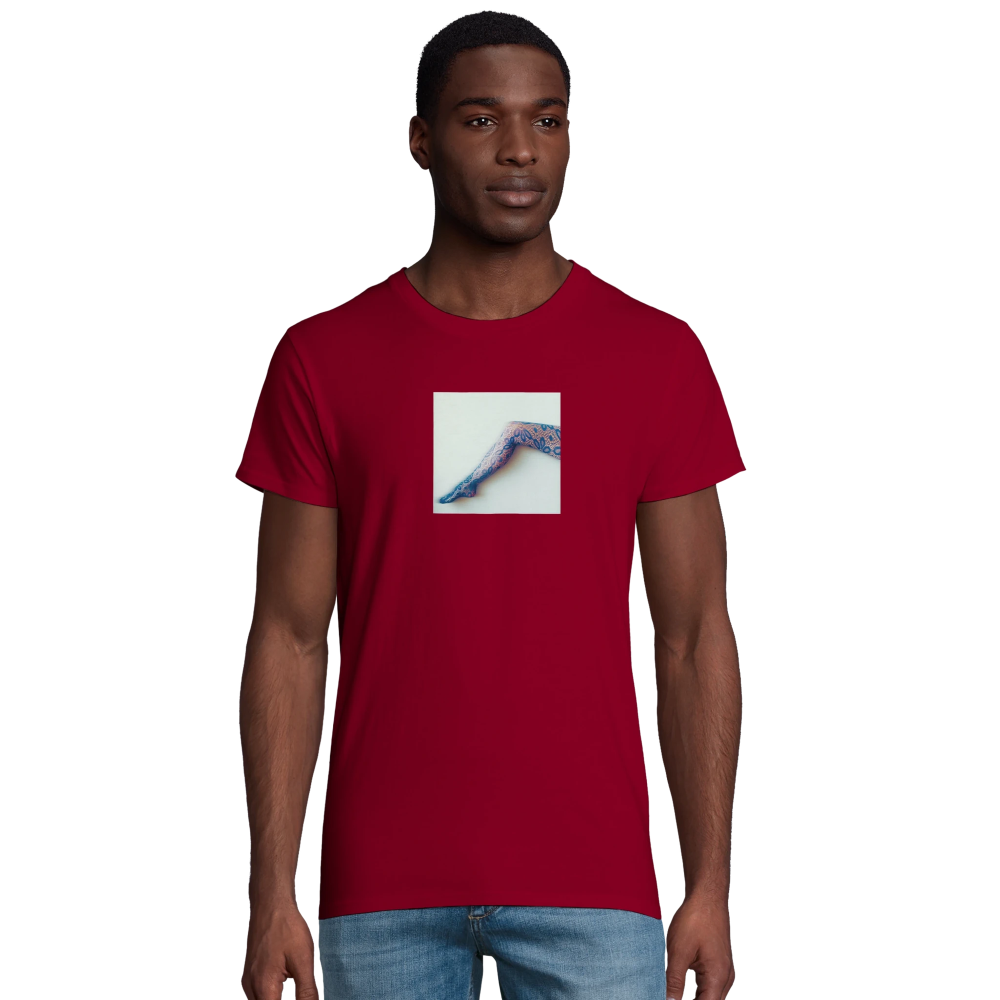Jazzy - "Lacey Leg" T-shirt Burgundy XS 4