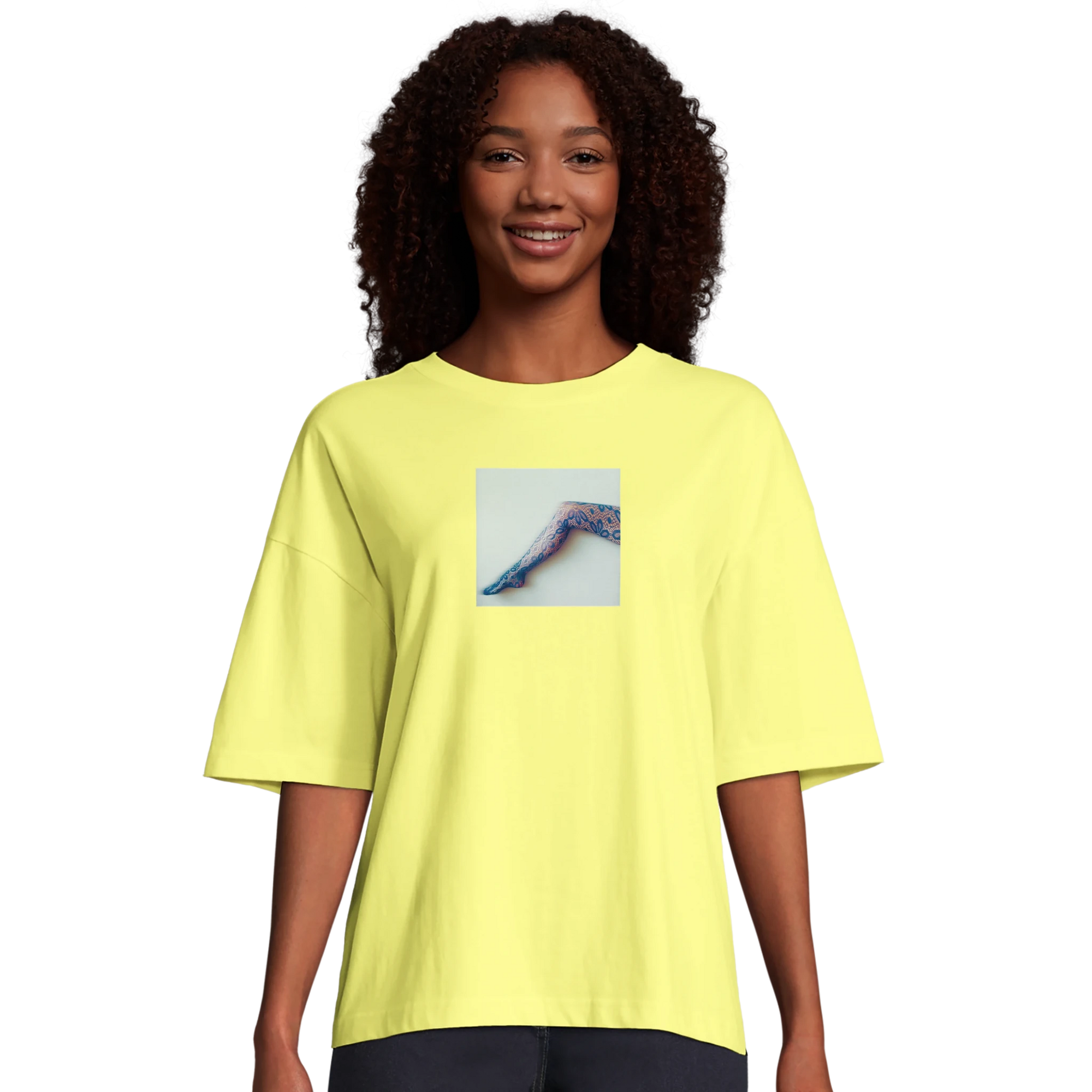 Jazzy - "Lacey Leg" T-shirt Light Yellow XS 32