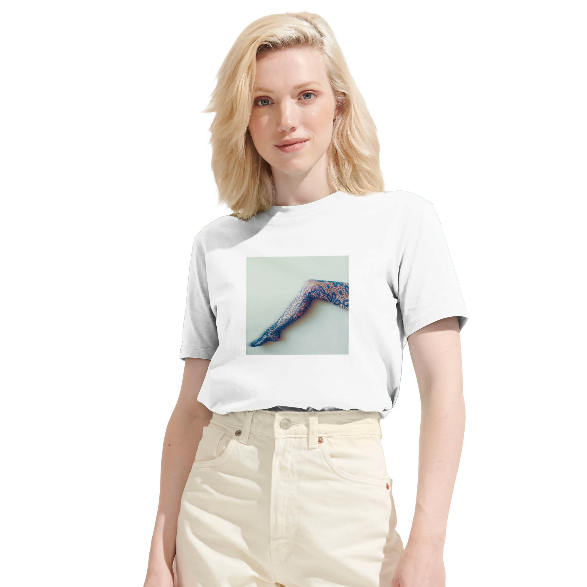 Jazzy - "Lacey Leg" T-shirt White 6