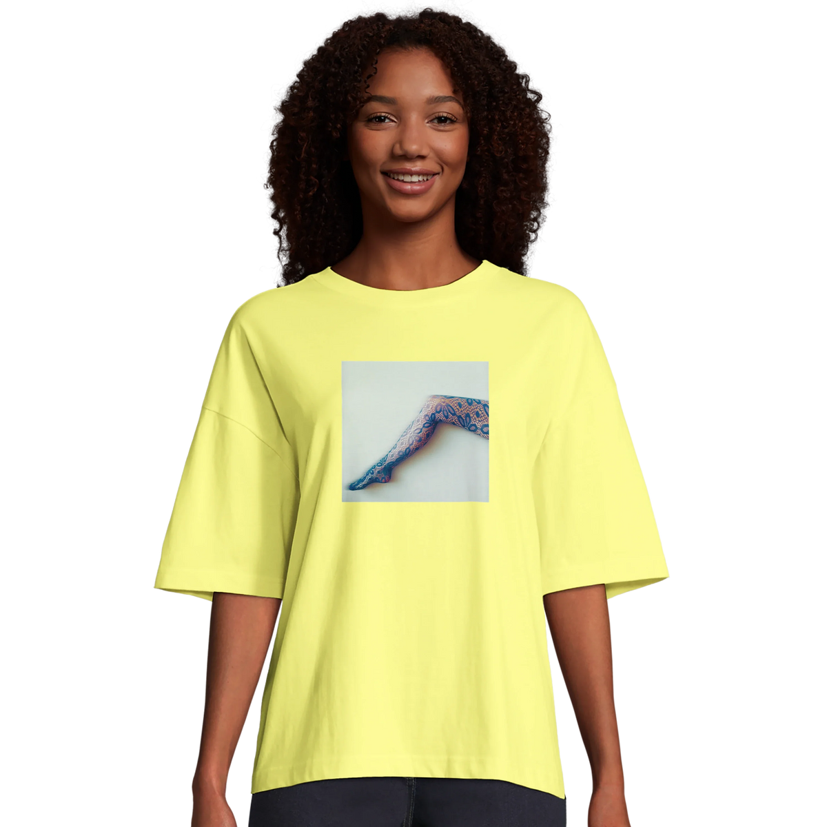 Jazzy - "Lacey Leg" T-shirt Light Yellow 3
