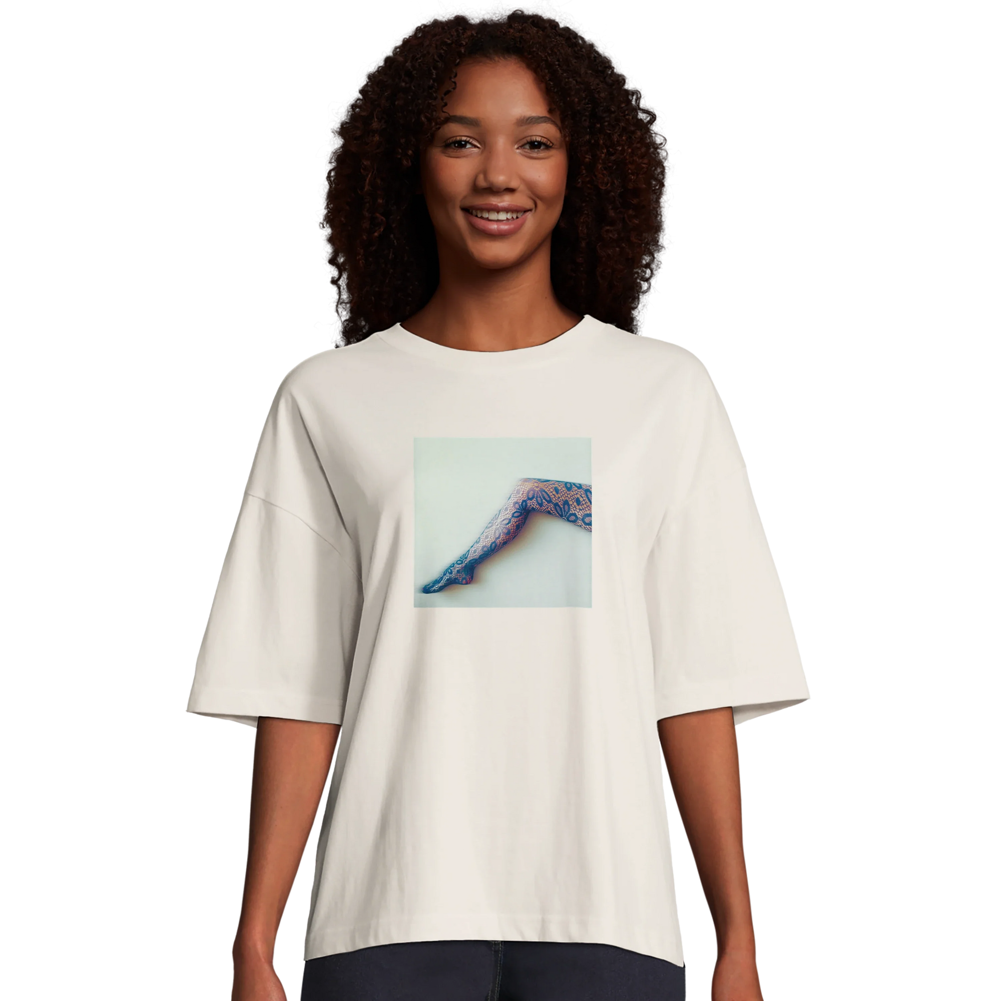 Jazzy - "Lacey Leg" T-shirt Off White 3