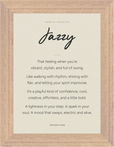 Jazzy Word of Intention Framed print 13x18 cm / 5x7″ Wood frame Linen paper