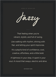 Jazzy Word of Intention Framed print 21x29.7 cm / 8x12" Black frame Carbon paper