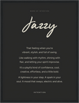 Jazzy Word of Intention Framed print 30x40 cm / 12x16″ Black frame Carbon paper