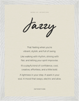 Jazzy Word of Intention Framed print 30x40 cm / 12x16″ White frame Linen paper