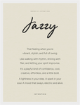 Jazzy Word of Intention Framed print 30x40 cm / 12x16″ White frame Linen paper