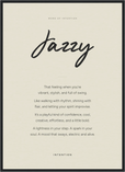 Jazzy Word of Intention Framed print 50x70 cm / 20x28″ Black frame Linen paper