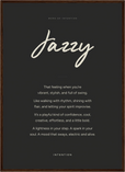 Jazzy Word of Intention Framed print 50x70 cm / 20x28″ Dark wood frame Carbon paper