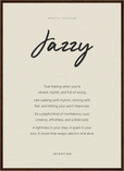 Jazzy Word of Intention Framed print 50x70 cm / 20x28″ Dark wood frame Linen paper