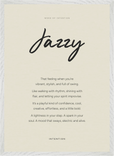 Jazzy Word of Intention Framed print 50x70 cm / 20x28″ White frame Linen paper