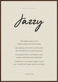 Jazzy Word of Intention Framed print 70x100 cm / 28x40″ Dark wood frame Linen paper