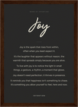 Joy Word of Intention Framed print 21x29.7 cm / 8x12" Dark wood frame Carbon paper