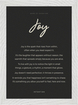 Joy Word of Intention Framed print 21x29.7 cm / 8x12" White frame Carbon paper