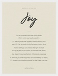 Joy Word of Intention Framed print 30x40 cm / 12x16″ White frame Linen paper