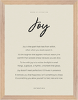 Joy Word of Intention Framed print 30x40 cm / 12x16″ Wood frame Linen paper
