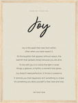 Joy Word of Intention Framed print 30x40 cm / 12x16″ Wood frame Linen paper