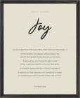 Joy Word of Intention Framed print 40x50 cm / 16x20″ Black frame Linen paper