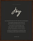 Joy Word of Intention Framed print 40x50 cm / 16x20″ Dark wood frame Carbon paper