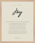 Joy Word of Intention Framed print 40x50 cm / 16x20″ Wood frame Linen paper