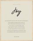 Joy Word of Intention Framed print 40x50 cm / 16x20″ Wood frame Linen paper