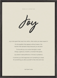 Joy Word of Intention Framed print 50x70 cm / 20x28″ Black frame Linen paper
